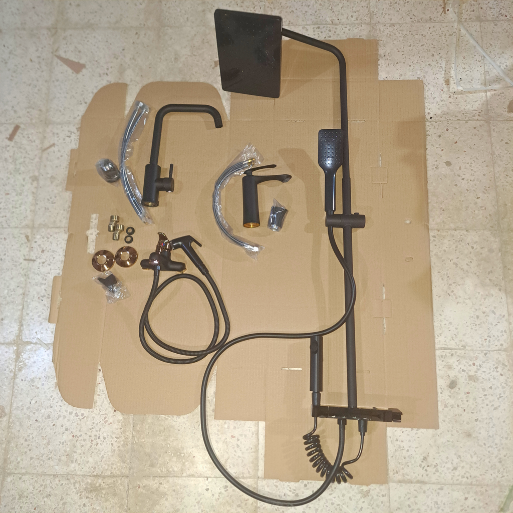 طقم الحنفيات (مطبخ + دوش + لافابو+ توالات) - PACK 4EN1